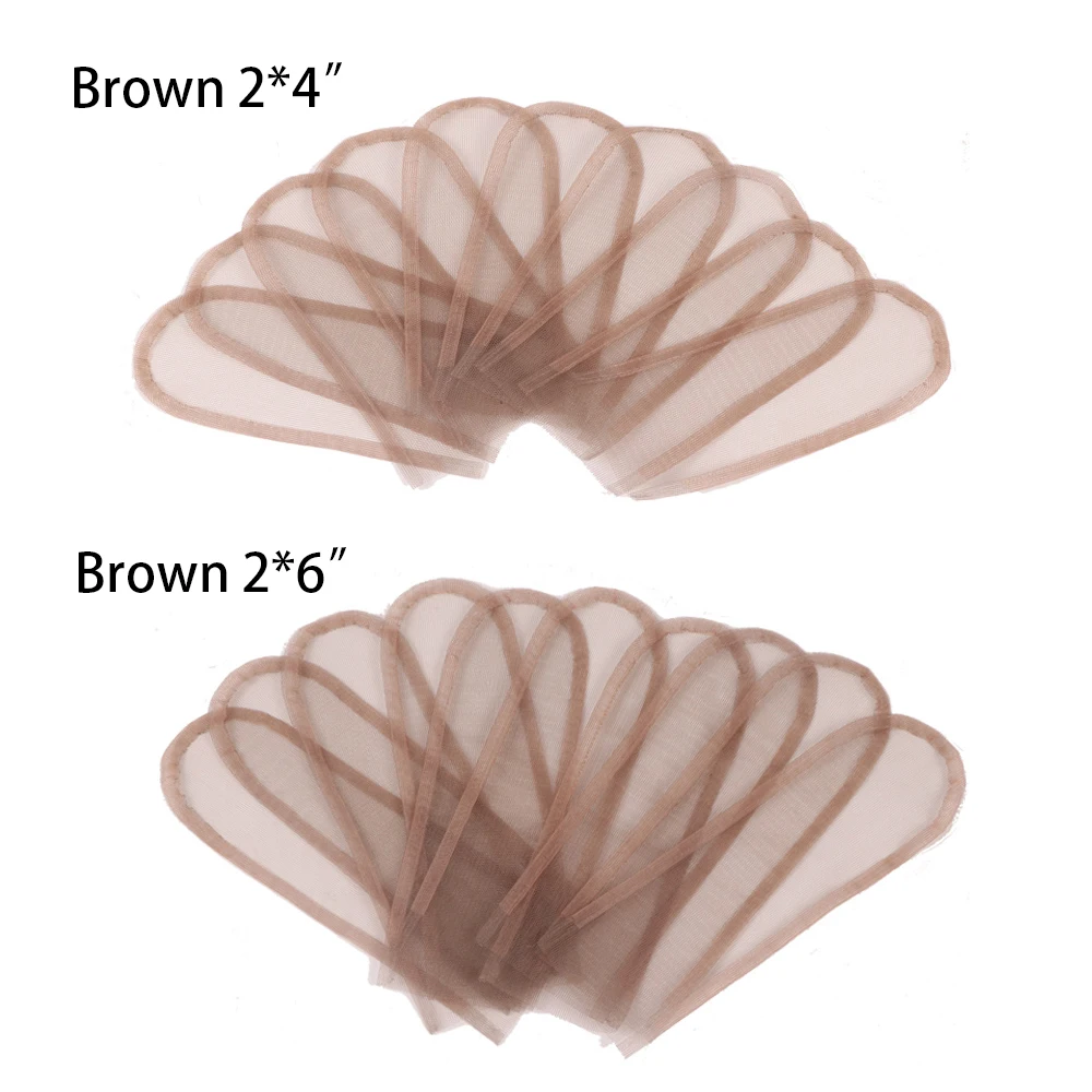 Tanda Tambah Jaring Rambut Renda Swiss Coklat Transparan 2*4 2*6 4*4 5*5 13*4 13*6 Jaring Rambut Dasar untuk Membuat Penutupan Renda Depan 3 Buah