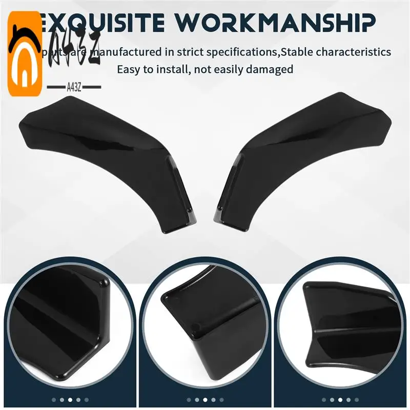 

A43Z-2Pcs Universal Car Front Shovel Bumper Lip Splitter Chin ABS Spoiler Black