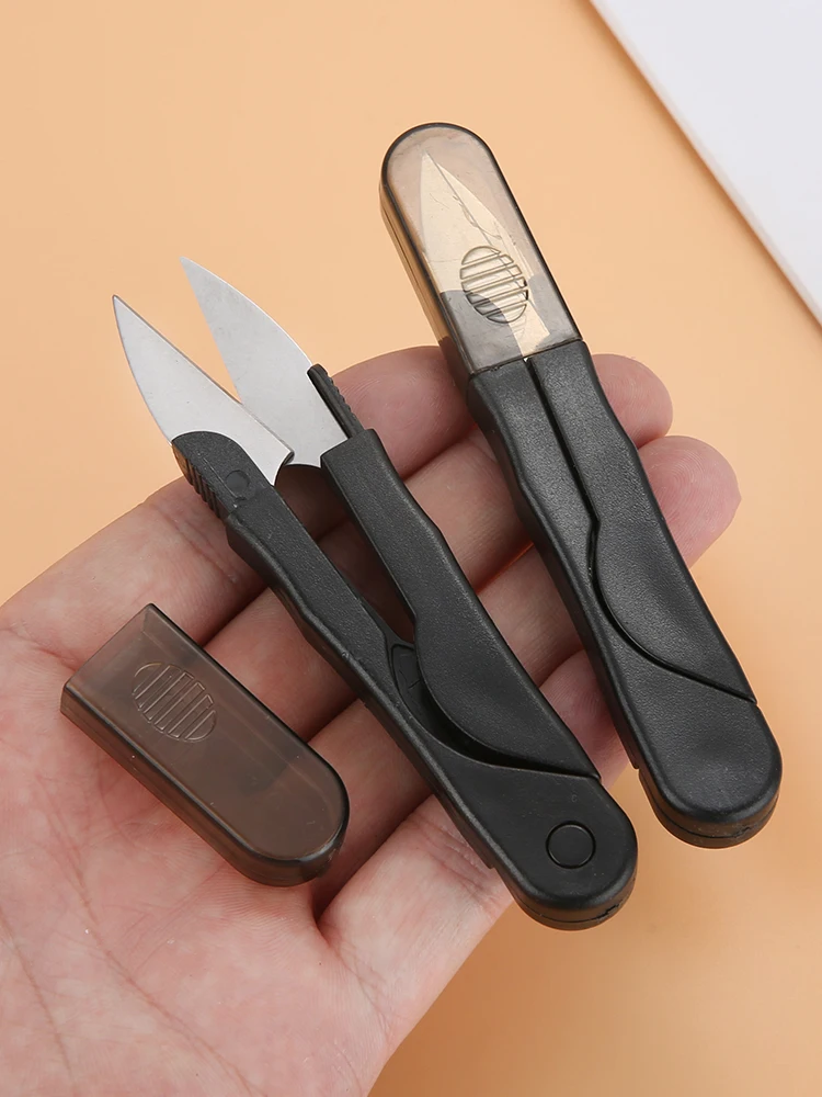 Tesoura de aço inoxidável 1pc clippers diy cortador de linha em forma de u clipper ferramenta de