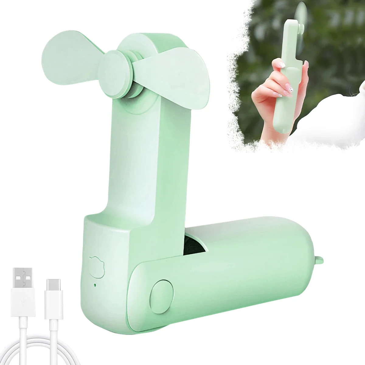 2000mAh battery, 2-speed adjustable noise reduction electric fan, portable handheld fan, cute mini fan, outdoor fan, folding fan