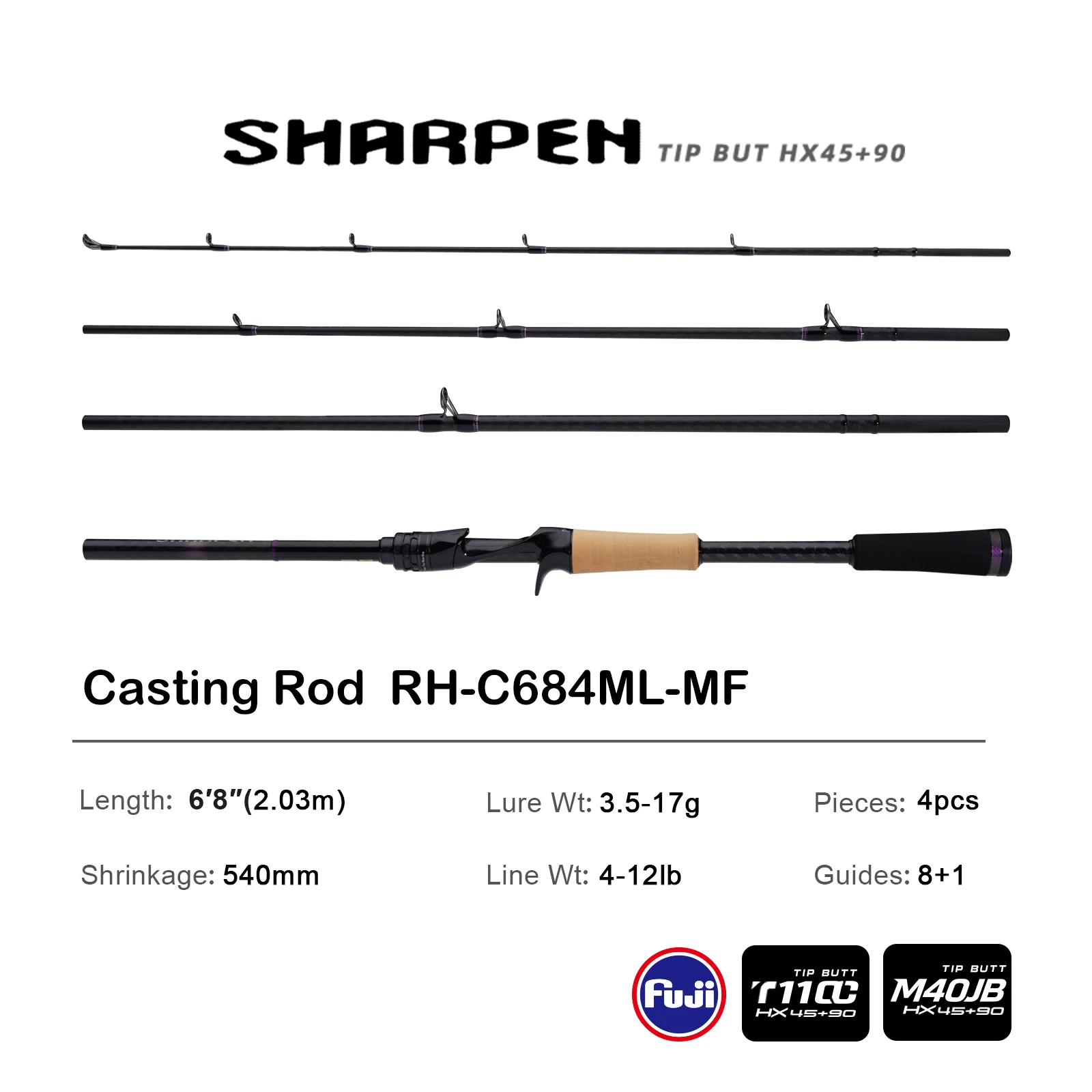 PURELURE SHARPEN Soft Lure Long Spinning and Casting XF/MF Action Rods FUJI Components Bass Pike Rod Angelrute Spinnrolle