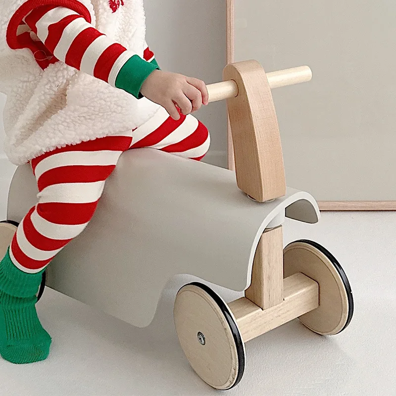 Wooden Children's Four-wheel Power Walker Balance Car Baby Early Education Educational Four-wheel Twist Car Bending Car