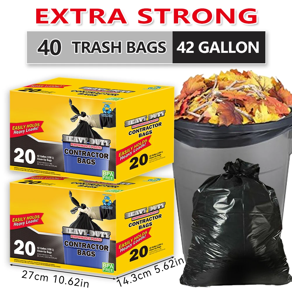 Xtratuff-bolsa de basura grande de 42 galones, bolsa de basura fuerte sin BPA, negra, Industrial, 40 unidades