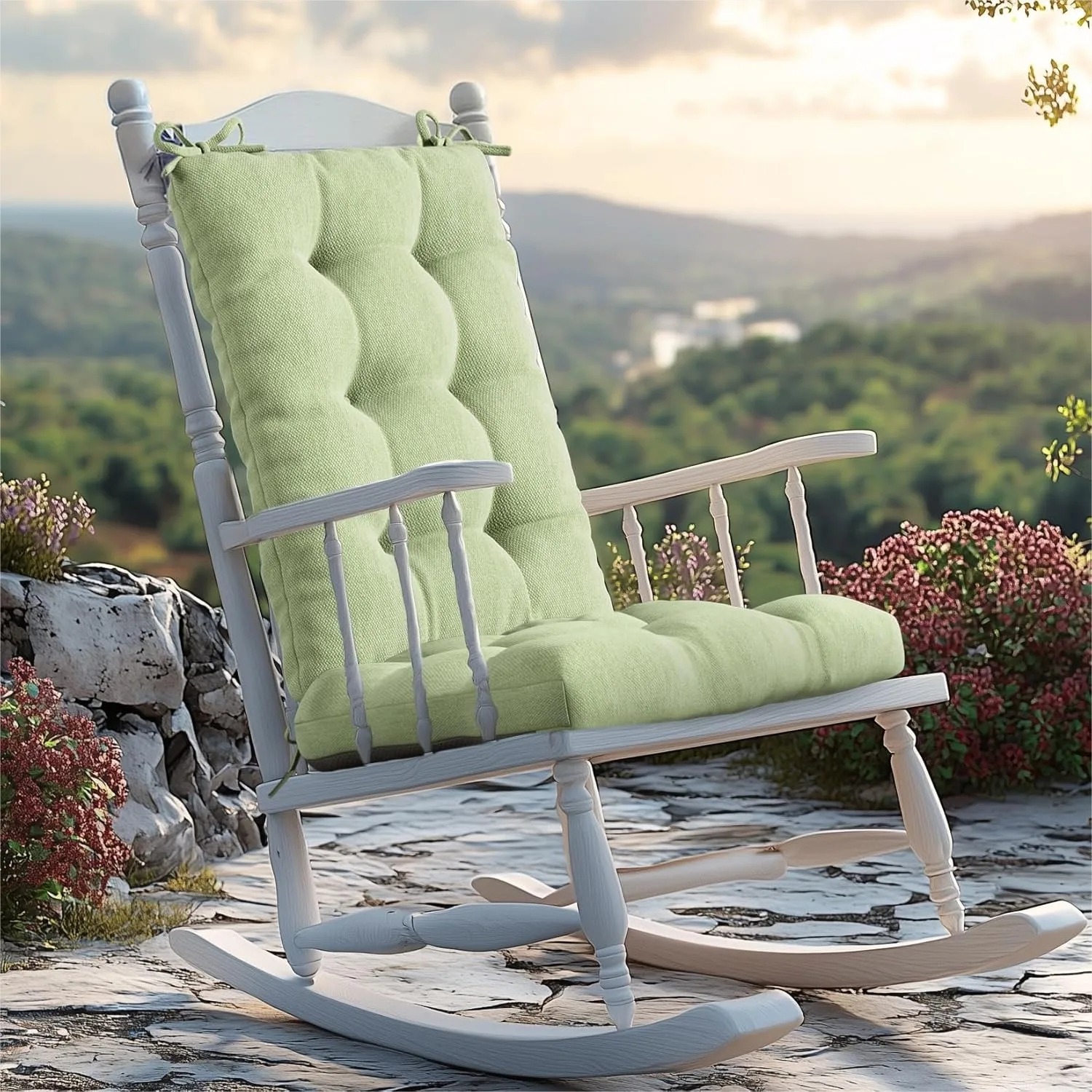 

Rocking Chair Cushion Outdoor Water Resistant Replacement Set For Patio Porch Garden Fits Most Standard Rockers Sage 1PK