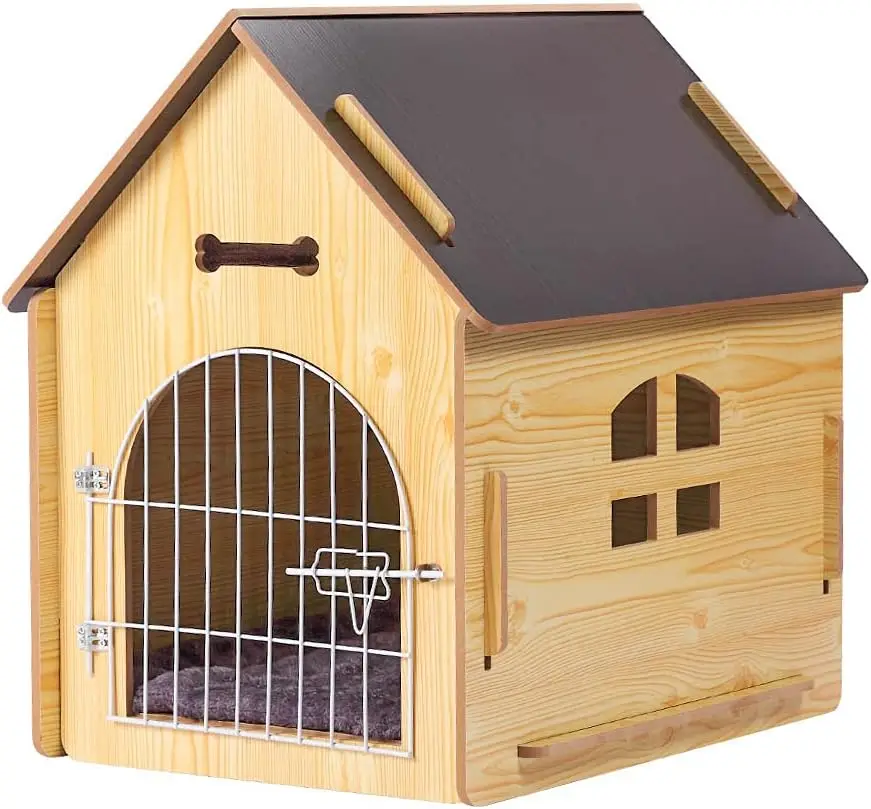

Modern Design Wooden Pet Crate with Button Lock for Indoors Outdoors Play and Rest for Hamsters Dogs Rabbits
