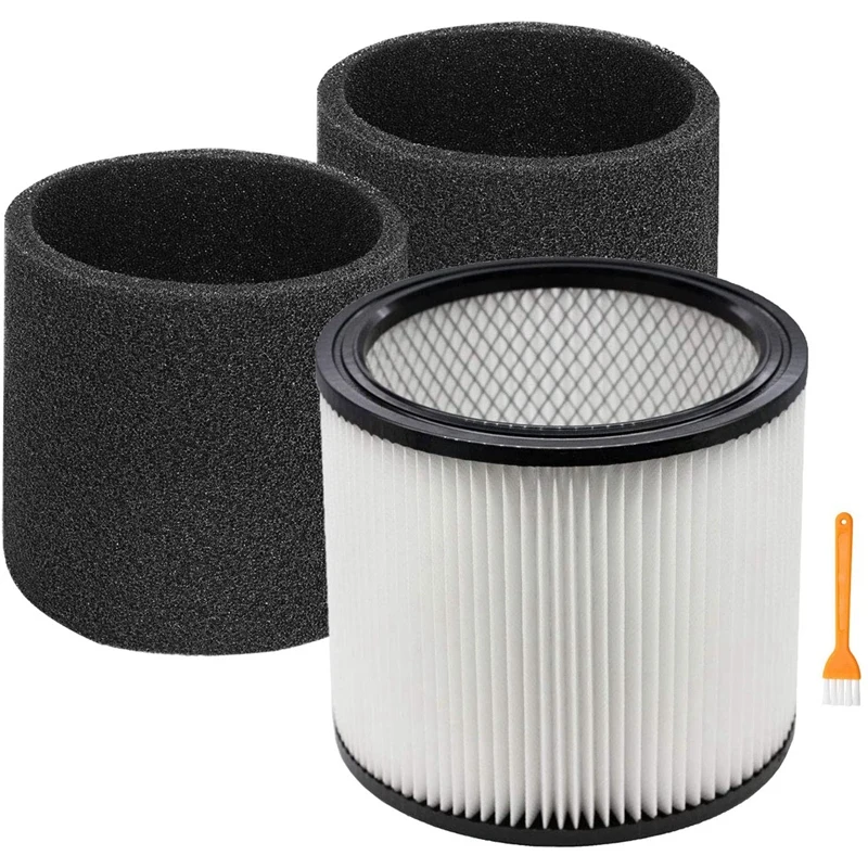 Filter Replacement 90304 90350 90333 Compatible For Shop-Vac 5 Gallon Up Wet/Dry Vacuum Cleaners, 1 Filter + 2 Foam