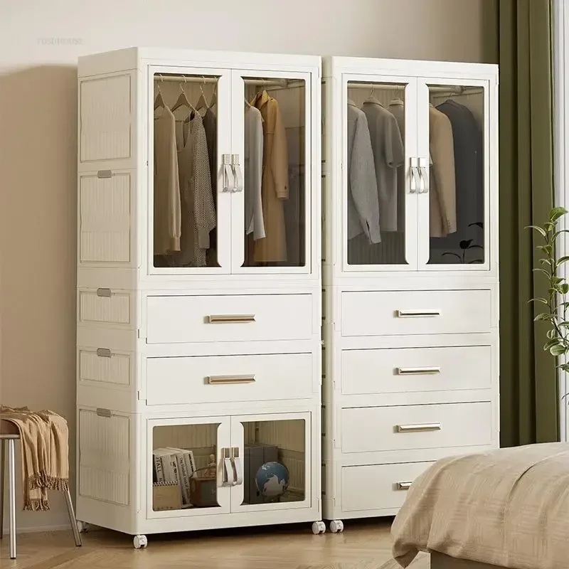 Installation-free Storage Cabinet Home Furniture Modern Simple Wardrobes for Bedroom Household Assembly Open Closet for Clothes