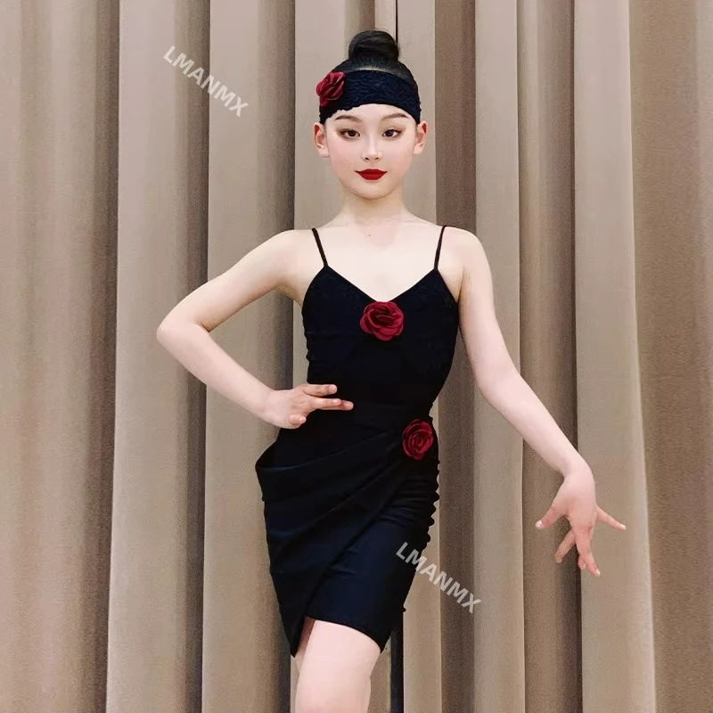 Latin Dance Dress 2025 Summer New High end Feeling Practice Dress Children's High end Performance Dress