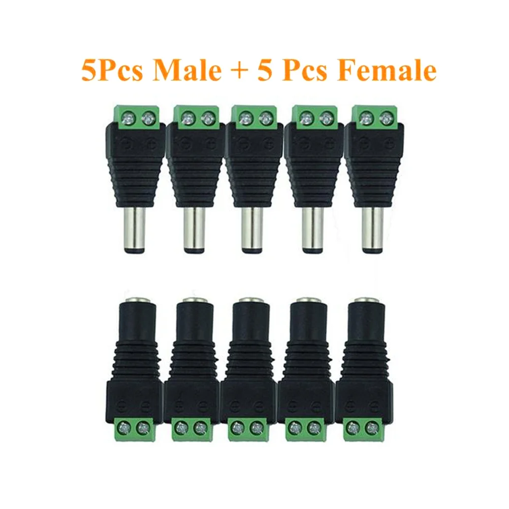 

5Pcs Male Female Dc Power Connector Cable Adapter Screw Terminal for 12V LED Strip Cctv Camera Jack Connector Power Supply
