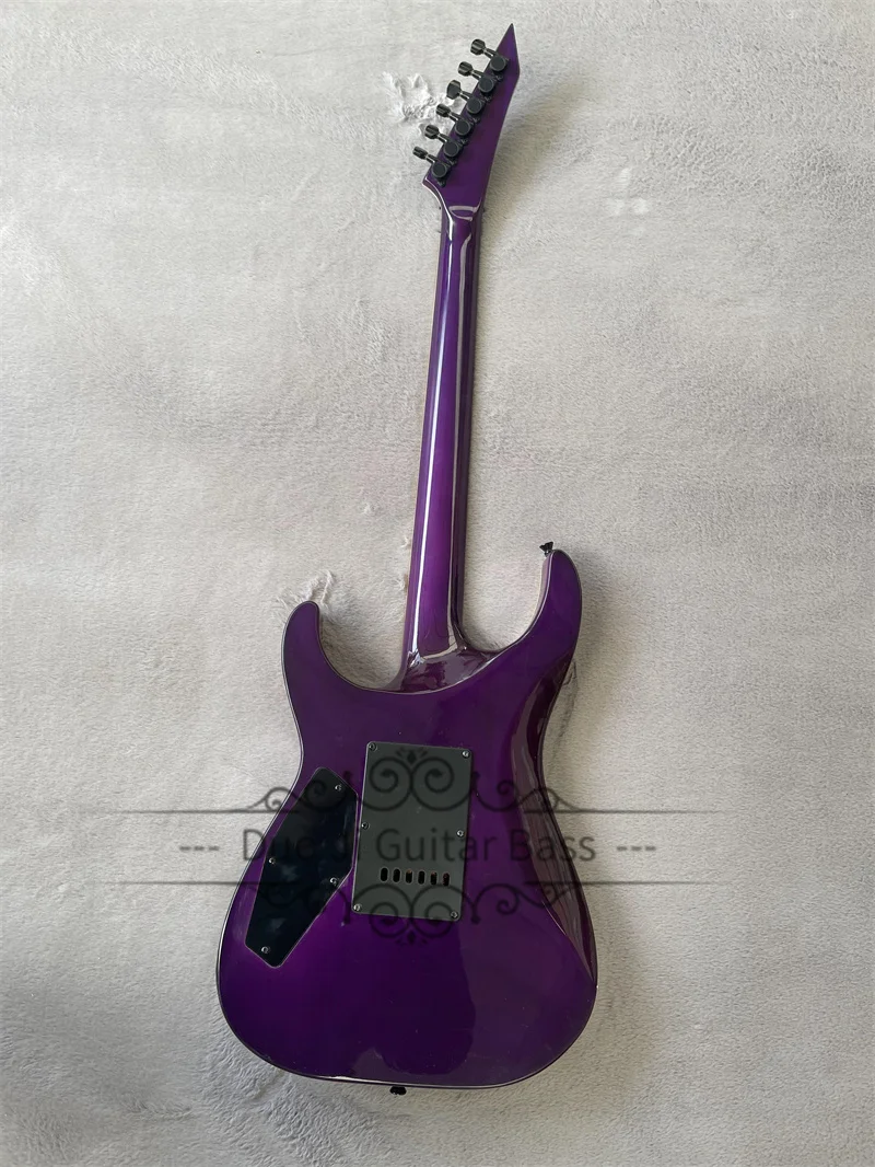 Purple Electric Guitar Mahogany Neck Set In Body Burl Maple Top HH Pickups Tremolo Bridge  24 Frets Black Tuners