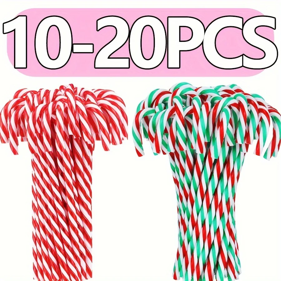 10-20pcs Christmas Candy Canes Acrylic Xmas Tree Hanging Crutch Pendant New Year Party Home Decoration Ornaments Gifts