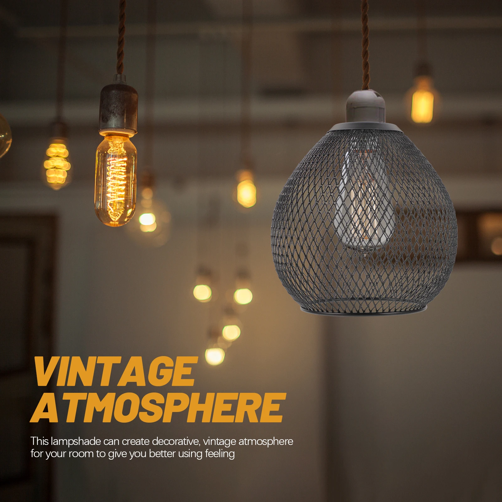 

Durable Metal Water Drop Pendant Lamp Shade Iron Wire Mesh Cover For Vintage Ceiling Light Bulb Cage Guard 135x138mm