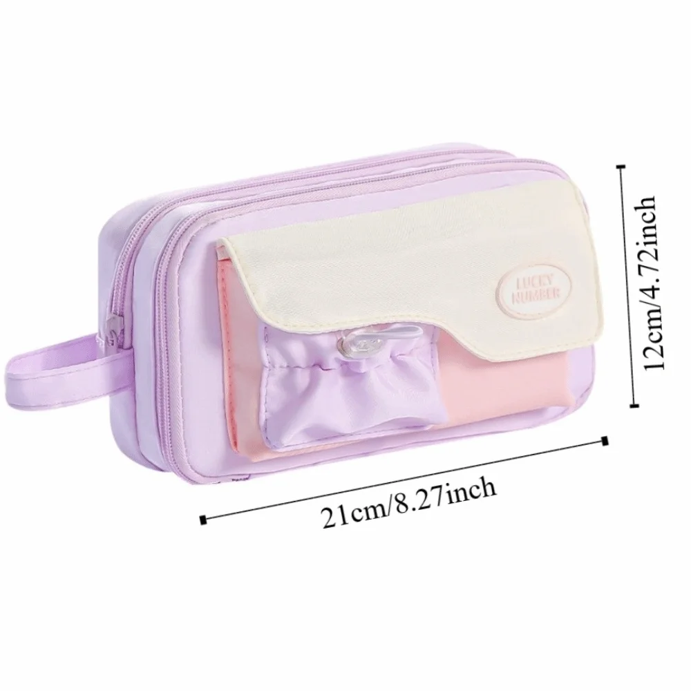 Large Capacity Macaron Color Pencil Bag Multi-layered Cosmetic Storage Stationery Storage Bag Creative Zipper Pen Pencil Case