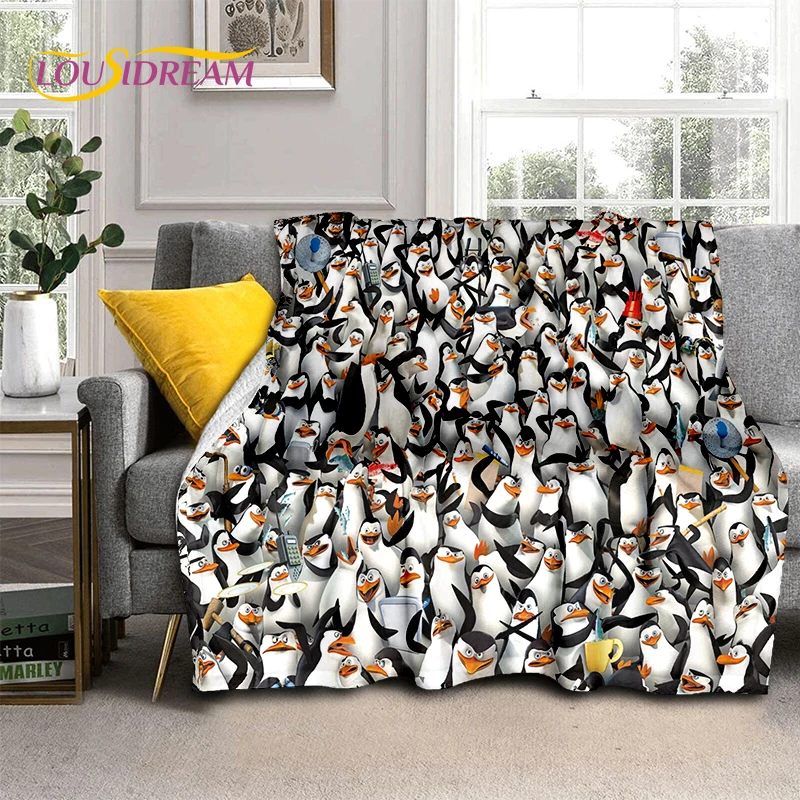 Cute Penguins of Madagascar Cartoon Blanket,Soft Throw Blanket for Home Bedroom Bed Sofa Picnic Travel Office Cover Child Gift