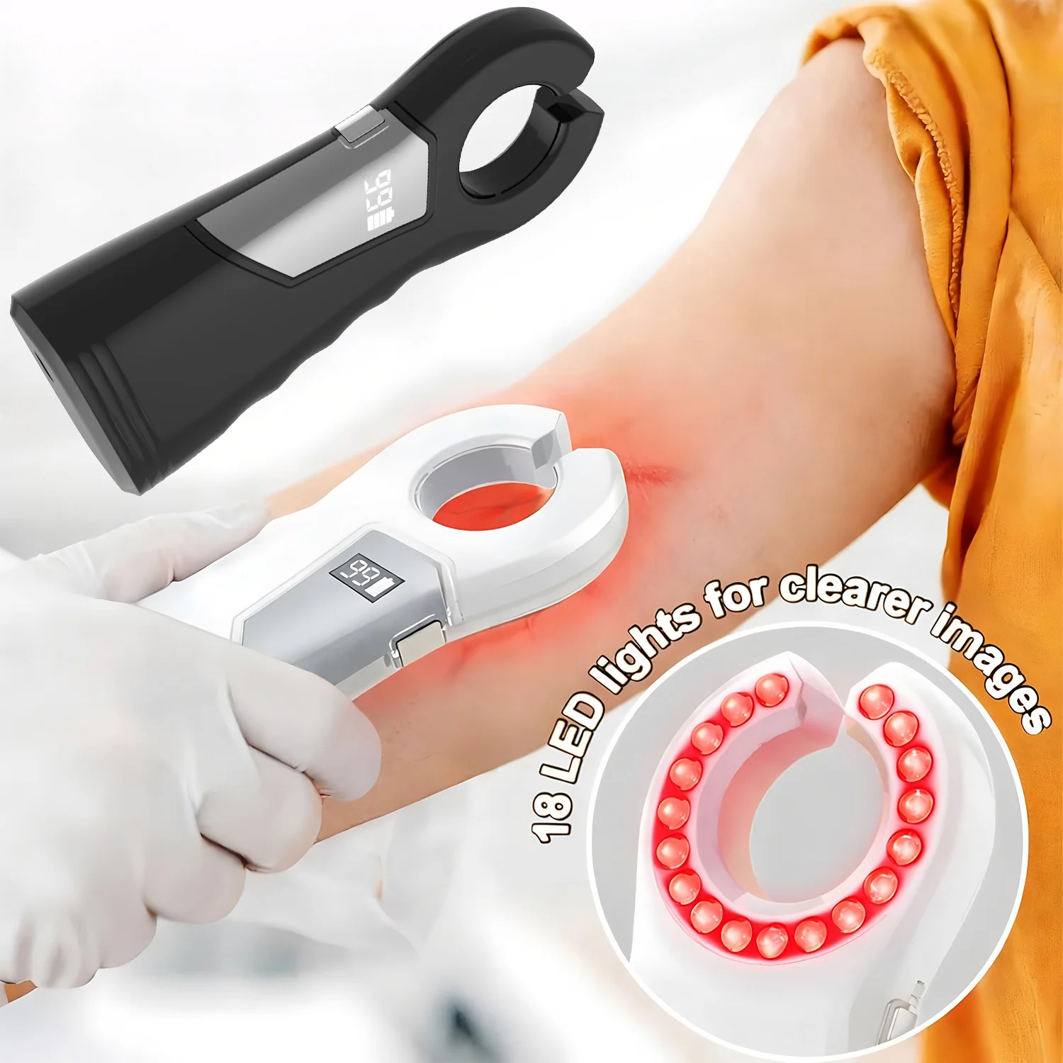 Infrared Vein Locator 18pcs LEDs Portable Medical Vein Finder Machine Nurse Injection Helper Handheld Emergency Vein Viewer