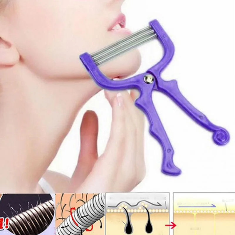1Pc ผู้หญิง Facial Hair Remover คู่มือฤดูใบไม้ผลิเครื่องกำจัดขนสำหรับสุภาพสตรีคอใบหน้ากำจัดขนเครื่องมือ Beauty เครื่องมือเพื่อสุขภาพเครื่องมือ15*9ซม.