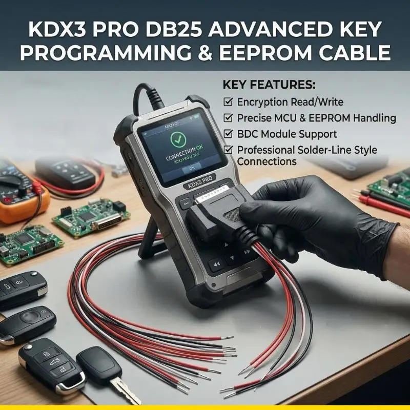 SZCH Professional ABS DB25 Cable for Car Programming Encryption Read/Write Line Suitable for BDC2 BDC3 BCP LCD Support