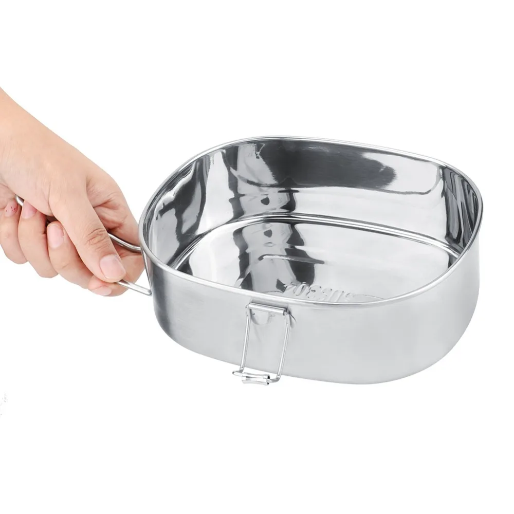 Portable 304 Stainless Steel Double Layer Lunch Box 2 Compartments 1300ml Food Storage Container Steamed Lunch Box For Travel