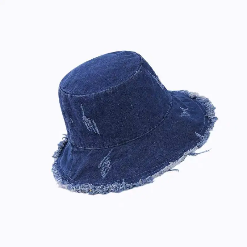 Z jednolitego denimu kapelusz typu Bucket Retro kapelusz rybaka kapelusz podróżny na świeżym powietrzu czapka przeciwsłoneczna czapki dla