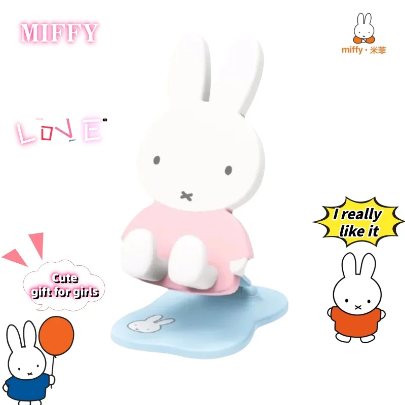 Suporte de Mesa Telescópico Dobrável Kawaii Miffy para Celular, Suporte de Tablet de Desenho Animado Fofo, Ornamento Decorativo, Brinquedo para Meninas, Presente