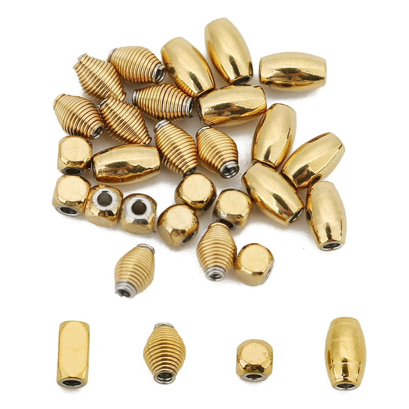 50pcs PVD Never Fade Stainless Steel Spacer Beads Loose Gold Color Square Beads Bulk Lot For Necklace Bracelet Jewelry Making