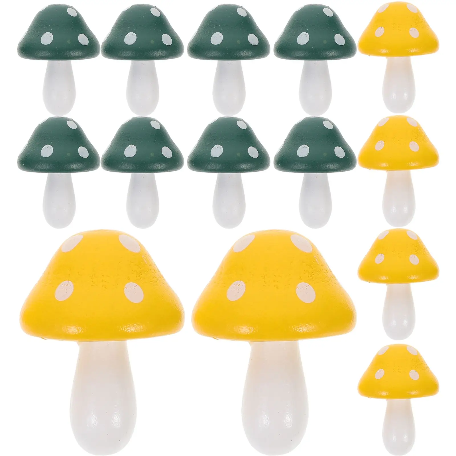 

20 Pcs Wooden Mushroom Statue Decoration Small Figurines Ornaments Mini Garden Pine