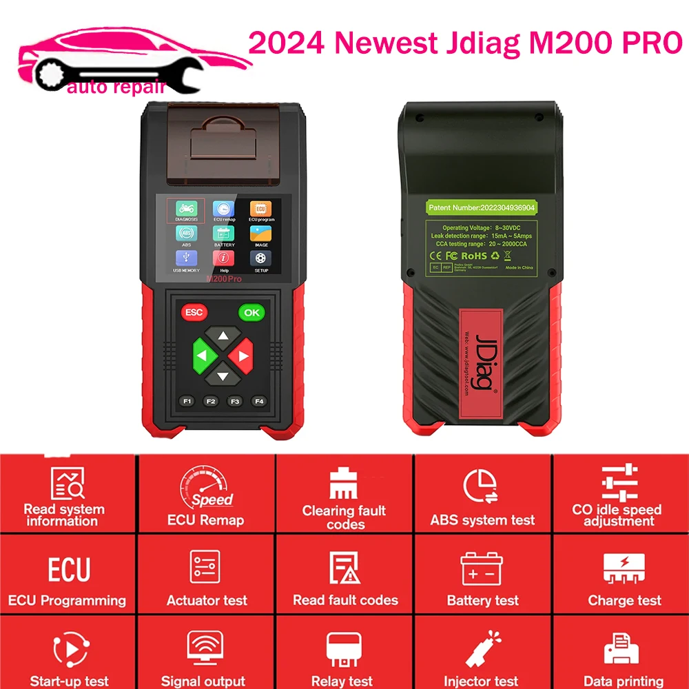 Hot sale JDiag M200 PRO Motorcycle Diagnostic OBD2 Scanner Battery Tester Motoscan For BMW Yamaha Kawasaki Honda PK Jdiag M200