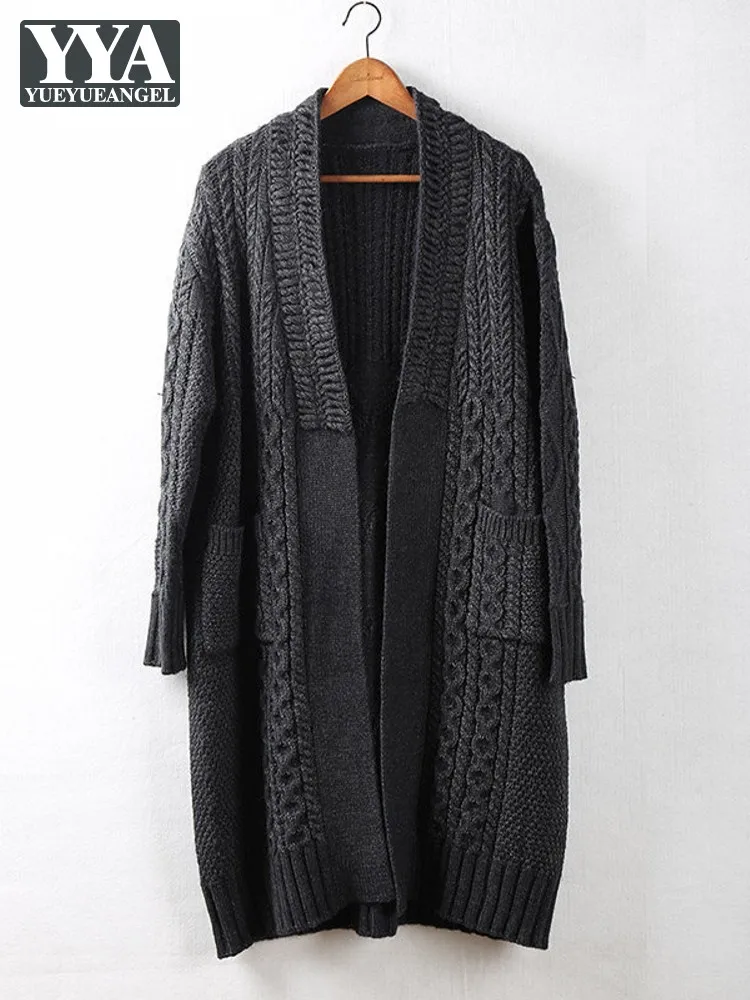 Spring Autumn Designer Mens Knitted Cardigan Long Sleeve Mid Length Coat Fashion Male Business Casual Sweater V Neck Knitwear