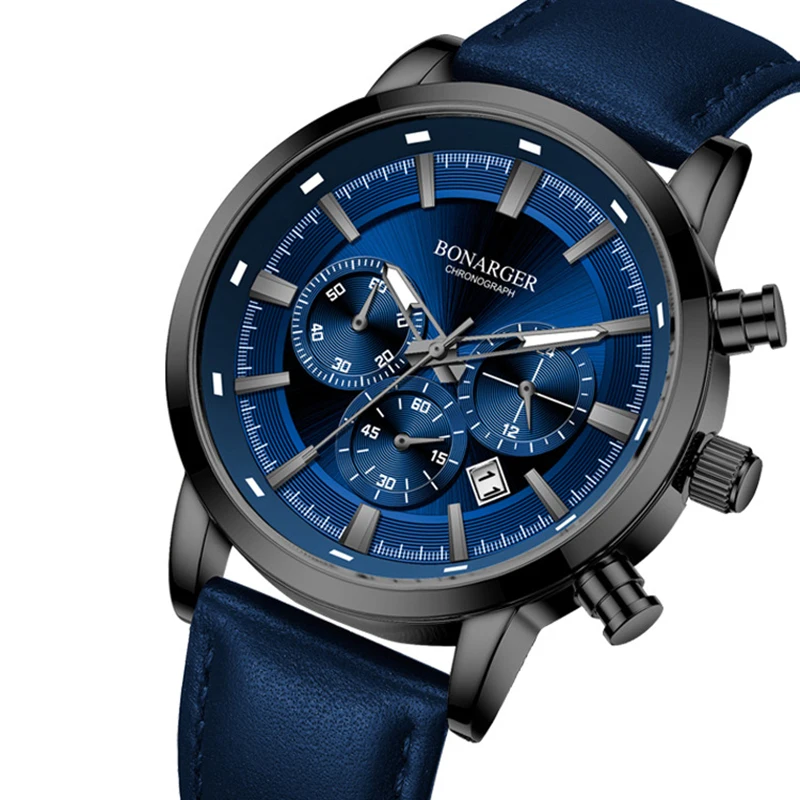 جديد أفضل ماركة 44 مللي متر رجالي ساعة كوارتز بكرونوجراف 24 ساعة متعددة الوظائف الفولاذ المقاوم للصدأ مقاوم للماء الرياضة Relogio Masculino