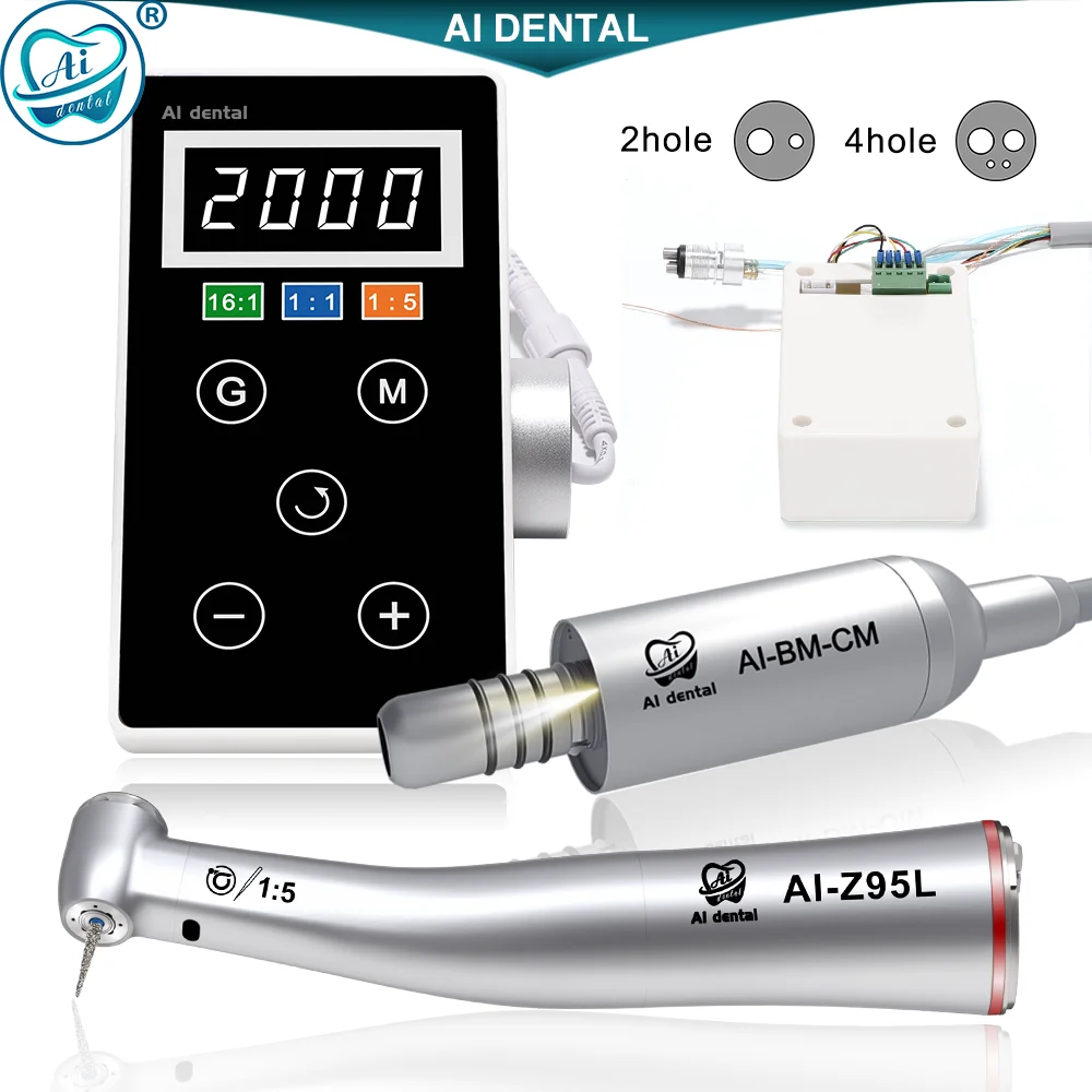 Dental Lab Built-in Grinding Machine Parts LED Micro Motor Fit In E-type Contra Angle Slow Speed Handpiece Polishing AI-BM-CM