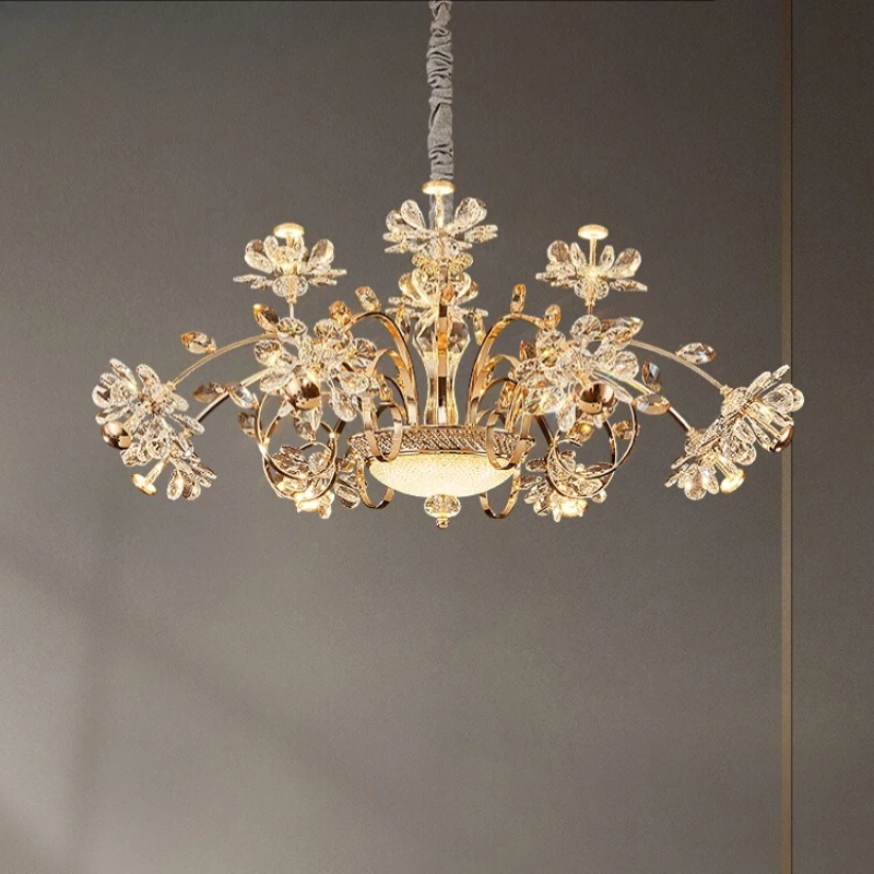

French Designer Luxury Crystal Led Pendant Lamp Restaurant Hotel Living Room Bedroom High-end Chandelier Indoor Decor Lighting
