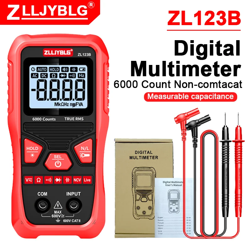4000 Counts Digital Smart Multimeter Transistor Tester True RMS Auto Elektrische Kapazität Meter Temperatur Widerstand – Detail 11