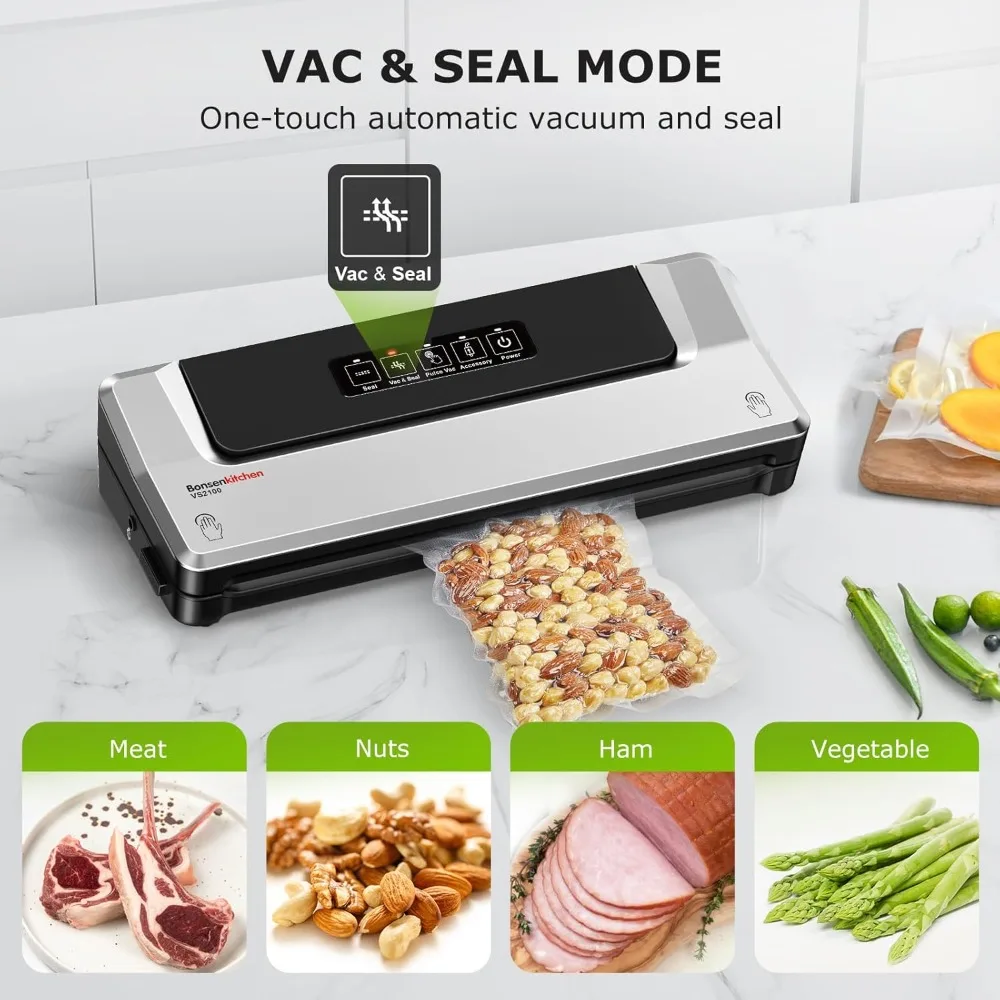 Vacuum Sealer Machine + 40 Vacuum Bags, Fast-Compact/Multi-Functional Food Vacuum Sealer