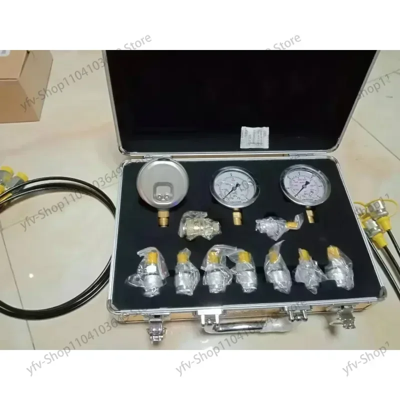 Excavator Part Hydraulic Pressure Test Kit 3 Gauges for Excavators Pressure Gauge Diagnostic Tools