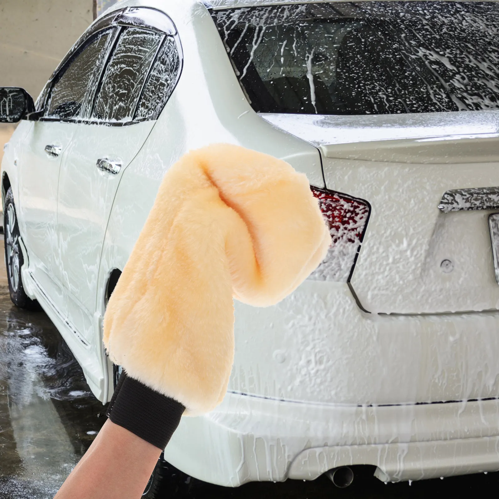 

2 шт. утолщенные защитные перчатки для мойки и полировки автомобиля, для детализации и чистки, с насадками для полировки