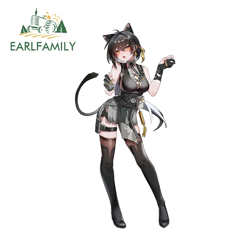EARLFAMILY 13cm × 6.3cm for Wuthering Waves Car Stickers Furry Female Rover Decals Cute Cat Ears Girl Scratch-Proof Car Styling