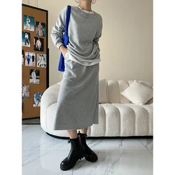 Spring and Autumn Fashion Two-Piece Casual Loose Sweater Dress Set