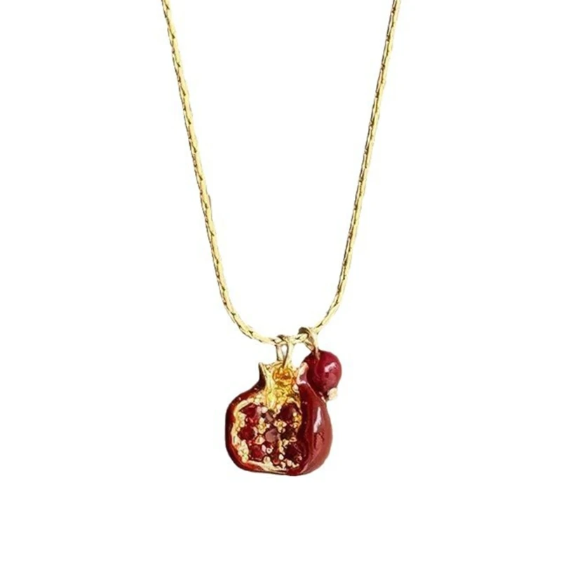 Elegant Pomegranate Necklace Symbolizing Abundance and Prosperity for Fashion Forward Women Seeking Unique Designs