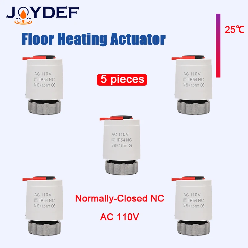 5piecse Heating 110V normally closed  electric floor heating actuator TRV constant temperature radiator - valve