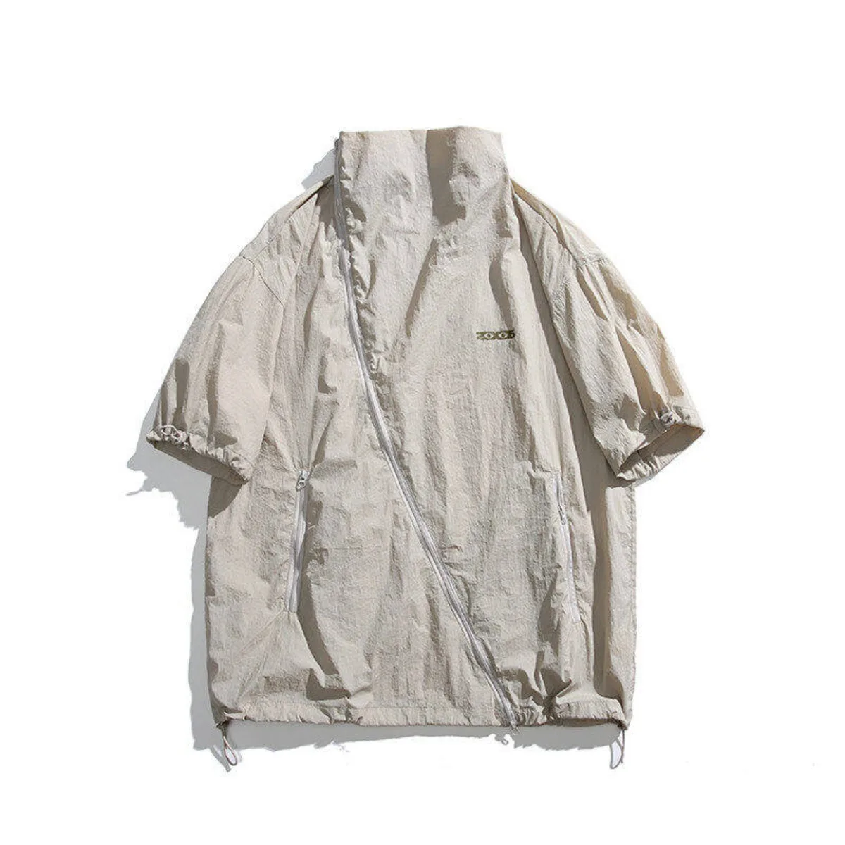 Summer American Slanted Zipper Shoulder Short Sleeved T-shirt for Men Outdoor Quick Drying Half Sleeve Tees — купить у AliExpress WW