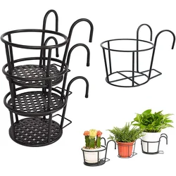 Balcony Hanging Basket Garden Hanging Plant Iron Racks Guardrail Flower Pot Rack Iron Railing Succulent Window Sill Bonsai Rack