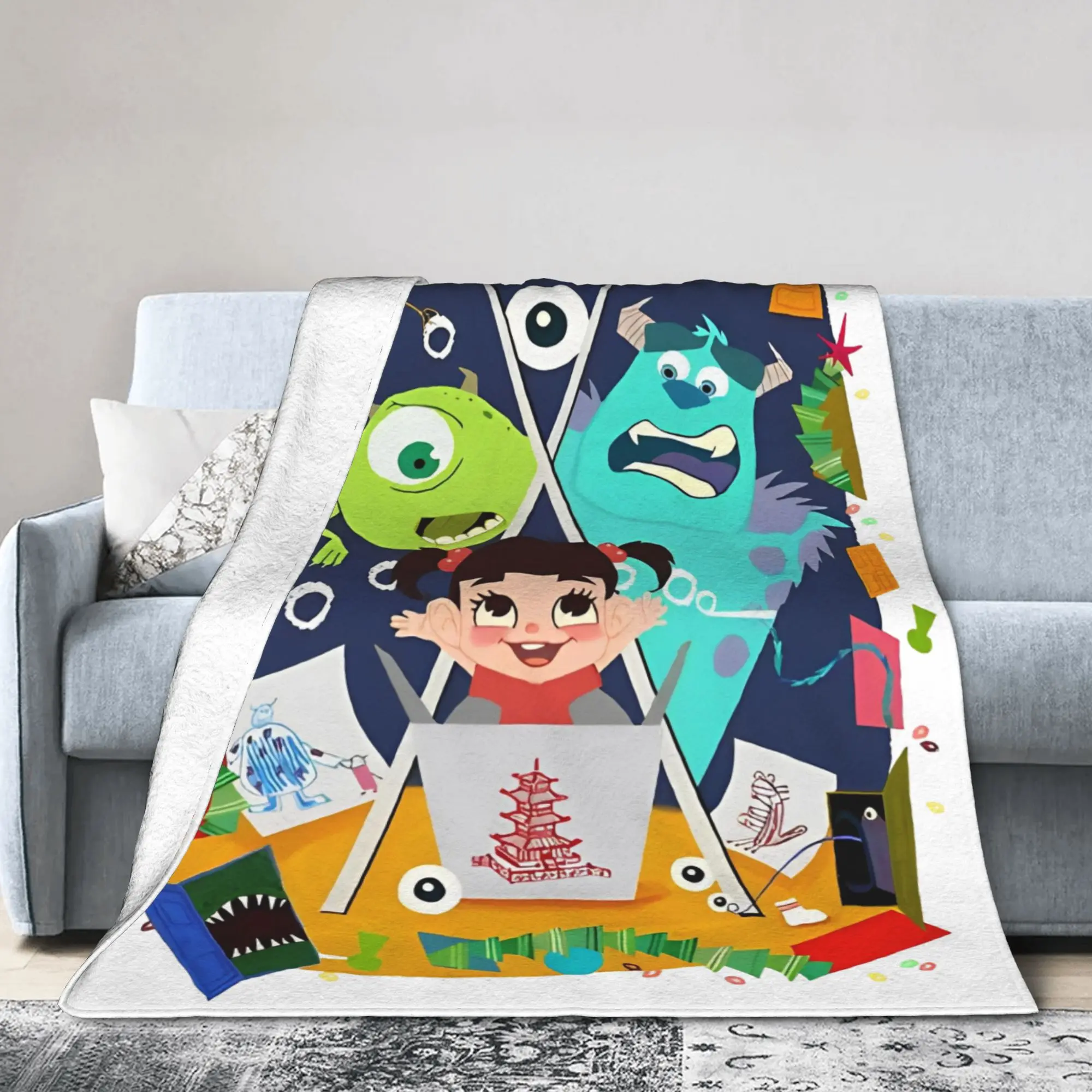 Monsters Inc. Sullivan Boo الفانيلا البطانيات مضحك الكرتون مضحك رمي بطانية لحاف 125*100 سنتيمتر الدافئة