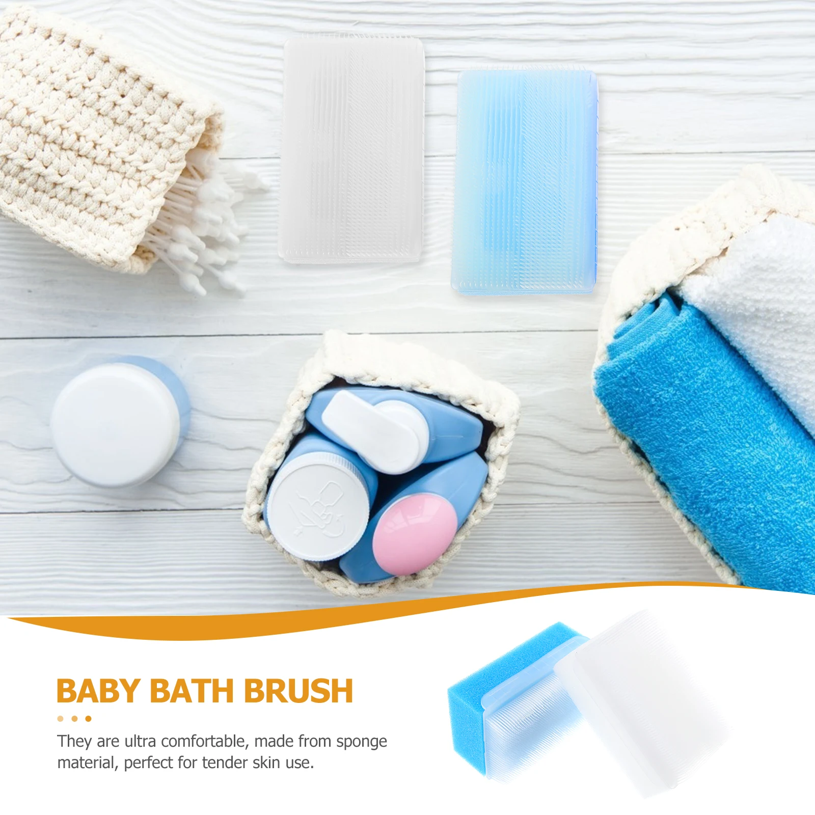 

2Pcs Bath Brush for Baby Sensory Training Soft Sponge Head Massager Gentle Cleansing Tool for Newborn Skincare Routine