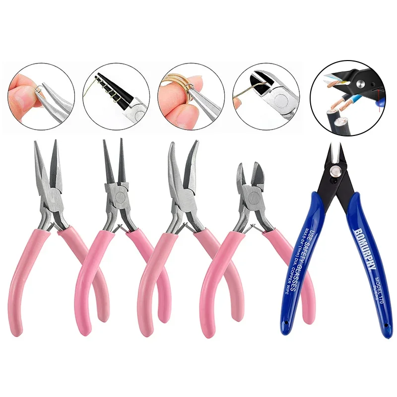 170 Electronic Diagonal Pliers Kit Carbon Steel Pliers Side Cutting Nippers Wire Cutter Handmade DIY Jewelry Pliers Hand Tools