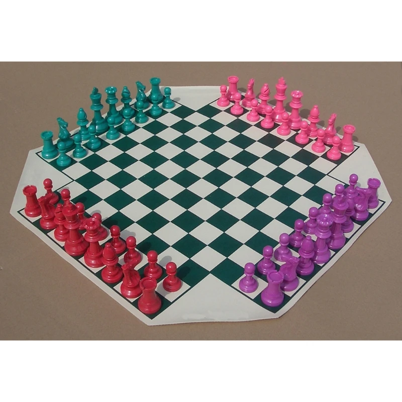 4-Way Chess Set Travel Family Chess Game With Chessboard and Chess Four Player Chess Board Game for Group Gatherings