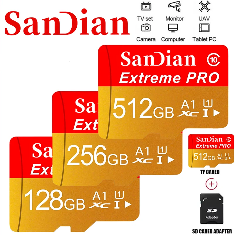 Memory Card Tough 512GB 256GB 128GB 64GB 32GB Micro TF SD Card 4K SD Cards TF Cards High Performance for Dash Cam/Drone/GPS/Hand