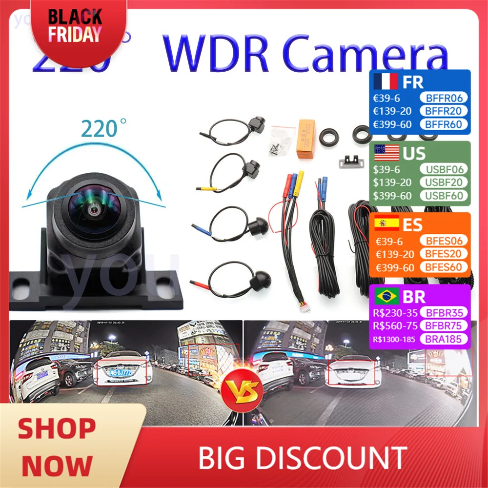 220° wide-angle WDR 360view camera imaging system Driving recorder inverted image WDR light automatic balance technology