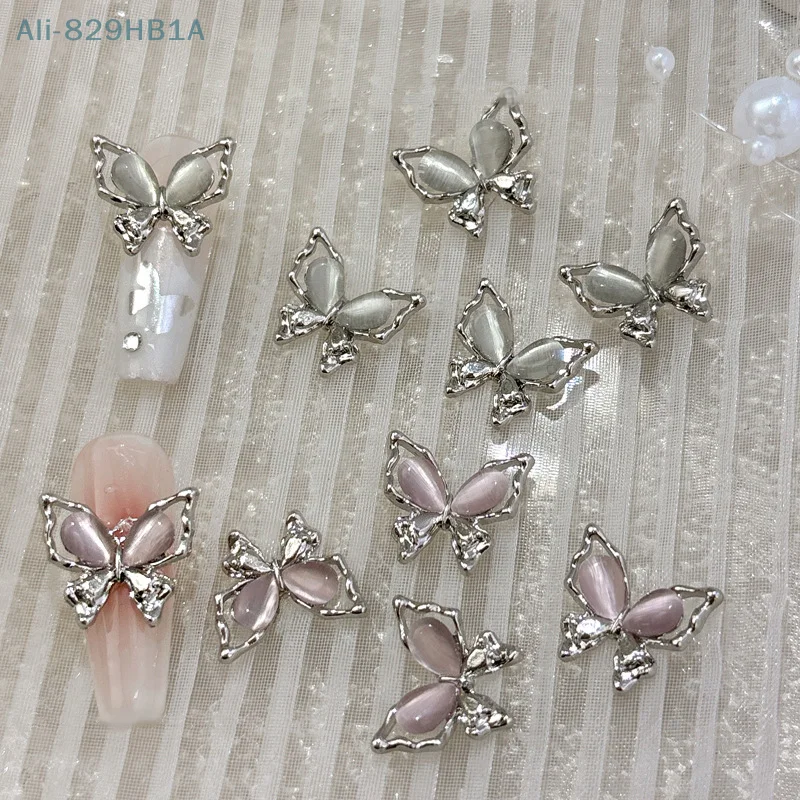 Decoración estereoscópica para uñas, accesorios para salón de manicura, 5 piezas, mariposa, Ojo de Gato, Diamante degradado