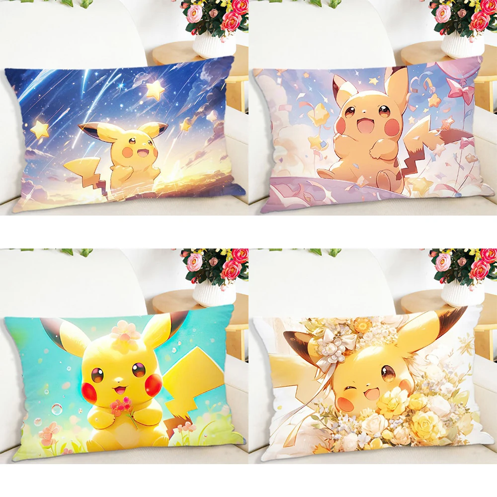 Kawaii Pokémon Pikachu Printed Pillowcase Home Bedroom Room Decoration Bed Sleeping Pillowcase Living Room Sofa Cushion Cover