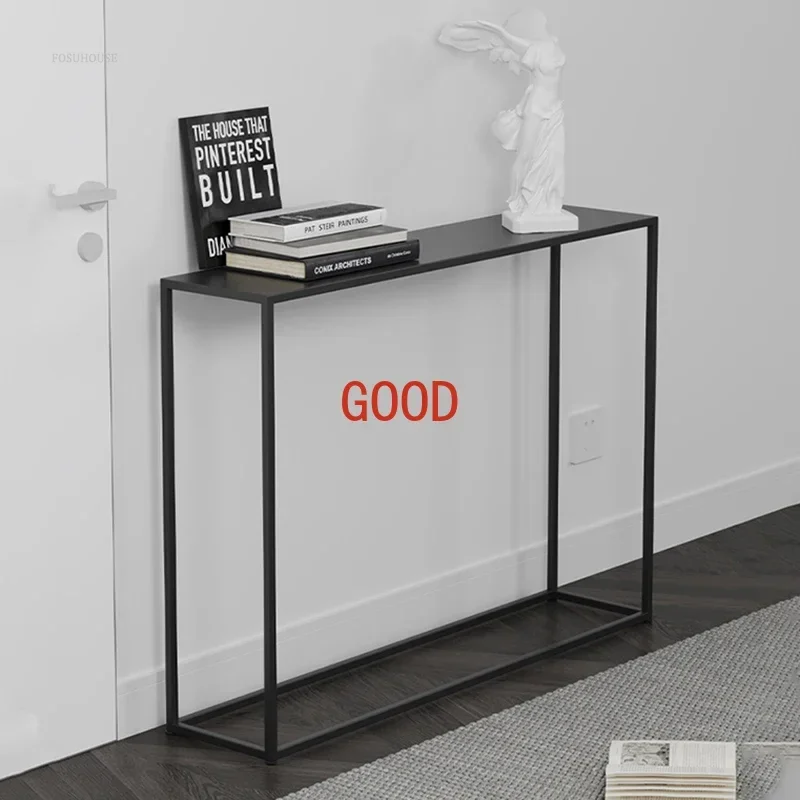 

Nordic Iron Console Table Floor-standing Wall-mounted Desk Sofa Simple Rear Storage Rack Minimalist Console Tables for Hallway